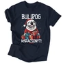 Kép 4/5 - Bulldog karácsonyt férfi póló (Sötétkék)