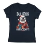 Kép 3/3 - Bulldog karácsonyt női póló (Sötétkék)