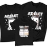 Az élet sója és borsa családi póló szett (1 gyerek) (Fekete)