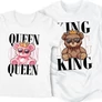 Kép 6/9 - Queen &amp; King (macis)  páros póló szett (Fehér)