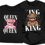 Kép 5/9 - Queen &amp; King (macis) páros póló szett (Fekete)