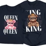 Queen & King (macis) páros póló szett (Sötétkék)