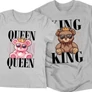 Queen & King (macis)  páros póló szett (Szürke)