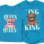 Kép 8/9 - Queen &amp; King (macis)  páros póló szett (Türkiz)