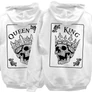 Queen & King koponyás kapucnis pulóverek (hátul nyomott) (Fehér)