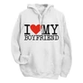 I love my Boyfriend páros kapucnis pulóver (fehér)