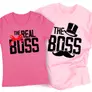 Kép 7/7 - Boss&Real Boss páros póló (Rózsíszín - Világosrózsaszín)