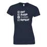 Eat sleep K-POP repeat női póló (Sötétkék)