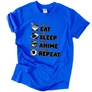 Eat sleep anime repeat póló (Királykék)