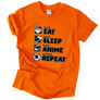 Kép 10/14 - Eat sleep anime repeat póló (Narancs)