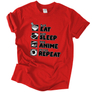 Kép 11/14 - Eat sleep anime repeat póló (Piros)