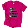Eat sleep anime repeat póló (Rózsaszín)