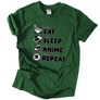 Eat sleep anime repeat póló (Sötétzöld)