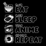 Eat sleep anime repeat gyerek póló (B_Fekete)
