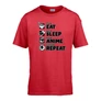 Eat sleep anime repeat gyerek póló (Piros)