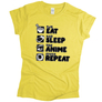 Kép 8/13 - Eat sleep anime repeat női póló (Citrom)