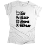 Eat sleep anime repeat női póló (Fehér)