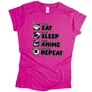 Eat sleep anime repeat női póló (Rózsaszín)