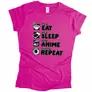 Kép 7/9 - Eat sleep anime repeat női póló (Rózsaszín)