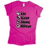 Kép 10/13 - Eat sleep anime repeat női póló (Rózsaszín)