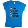 Eat sleep anime repeat női póló (Türkiz)