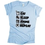 Eat sleep anime repeat női póló (Világoskék)