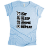 Kép 6/13 - Eat sleep anime repeat női póló (Világoskék)