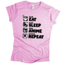 Kép 11/13 - Eat sleep anime repeat női póló (Világos rózsaszín)
