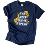 Eat Sleep Game Repeat  póló (Sötétkék)