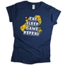 Eat Sleep Game Repeat női póló (Sötétkék)