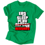 Kép 9/10 - Eat, sleep, play, restart póló férfi póló (zöld)