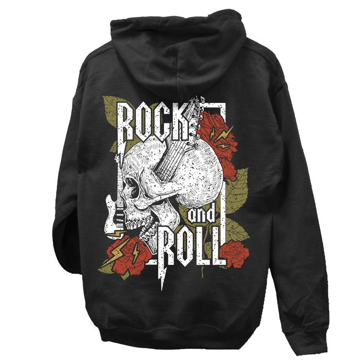 Rock'n'Roll kapucnis pulóver (hátán nyomott)