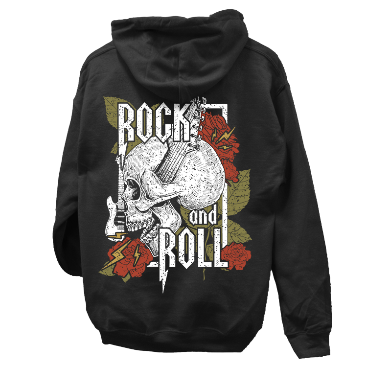 Rock'n'Roll kapucnis pulóver (hátán nyomott)