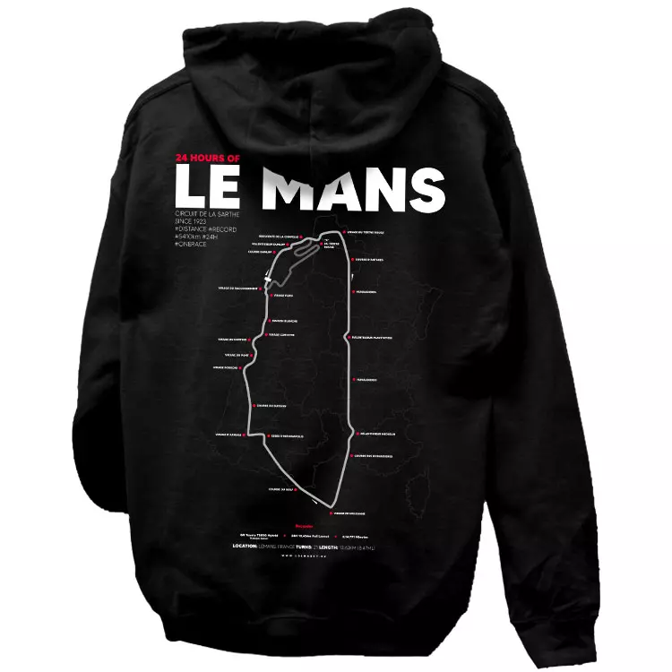 Le Mans kapucnis pulóver (hátán nyomott)