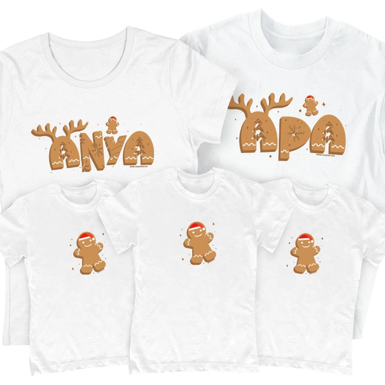 Karácsonyi süti családi póló szett (3 gyerek) 