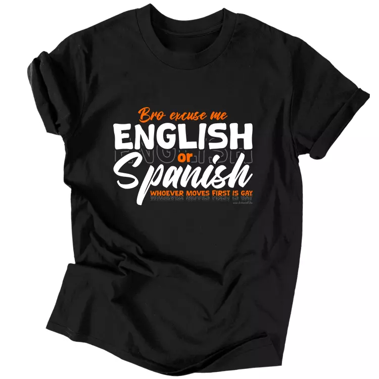 English or Spanish férfi póló