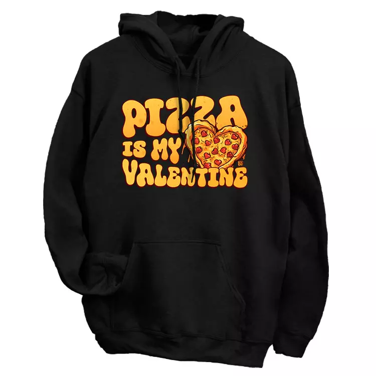Pizza is my valentine kapucnis pulóver (elől nyomott)