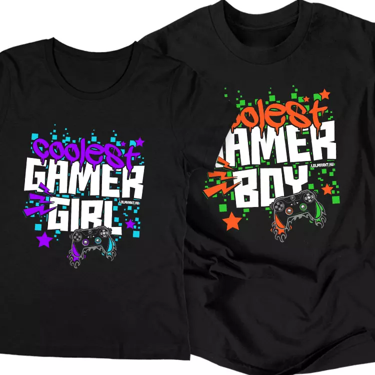 Coolest gamer girl & boy páros póló szett