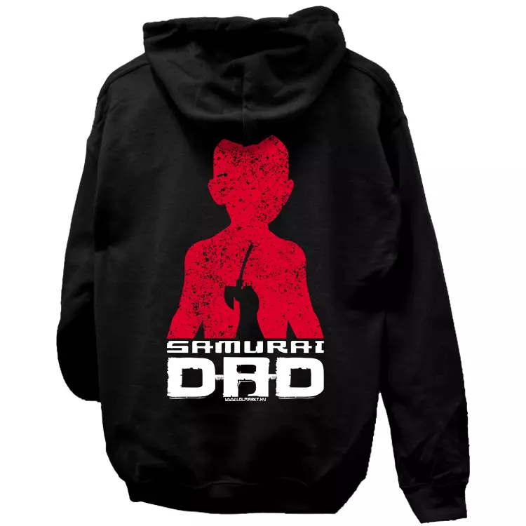 Samurai Dad kapucnis pulóver (hátán nyomott)