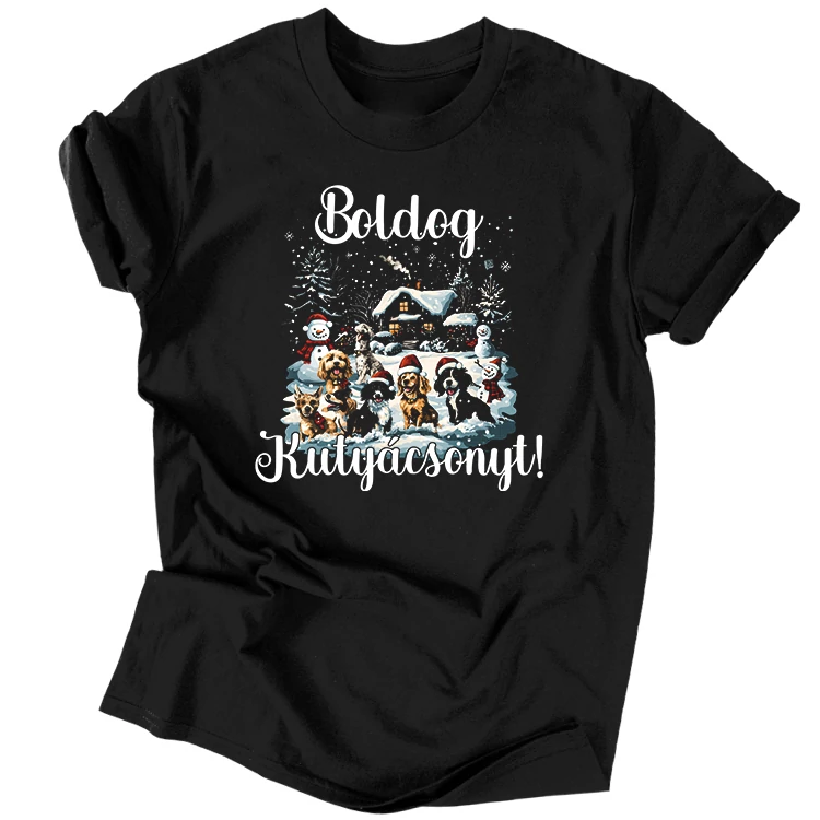 Boldog kutyácsonyt férfi póló