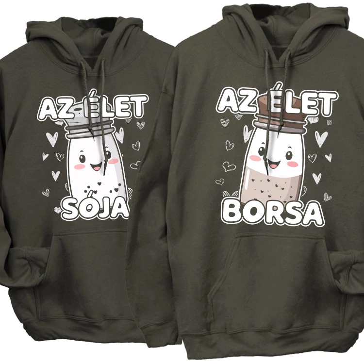 Az élet sója és borsa kapucnis pulóverek