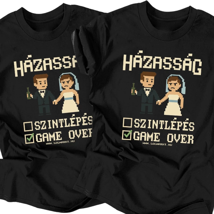 Házasság - Game Over legénybúcsú póló szett