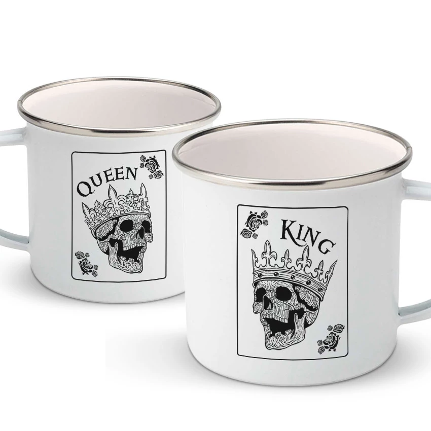 Queen & King koponyás fém bögrék