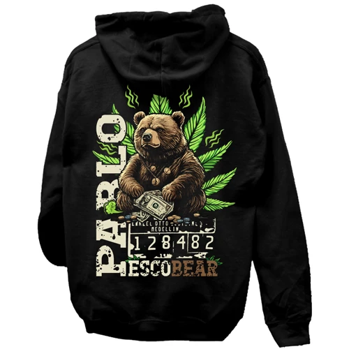 Pablo Escobear kapucnis pulóver (hátán nyomott)